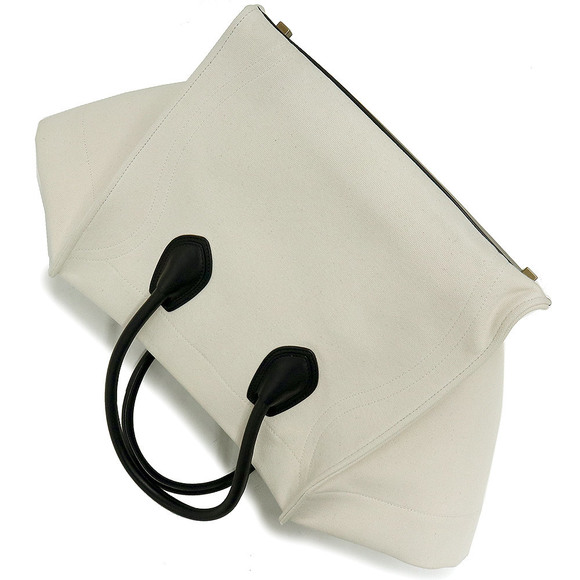 Celine Luggage Phantom Handbag Canvas Leather White Black - Picture 5 of 10